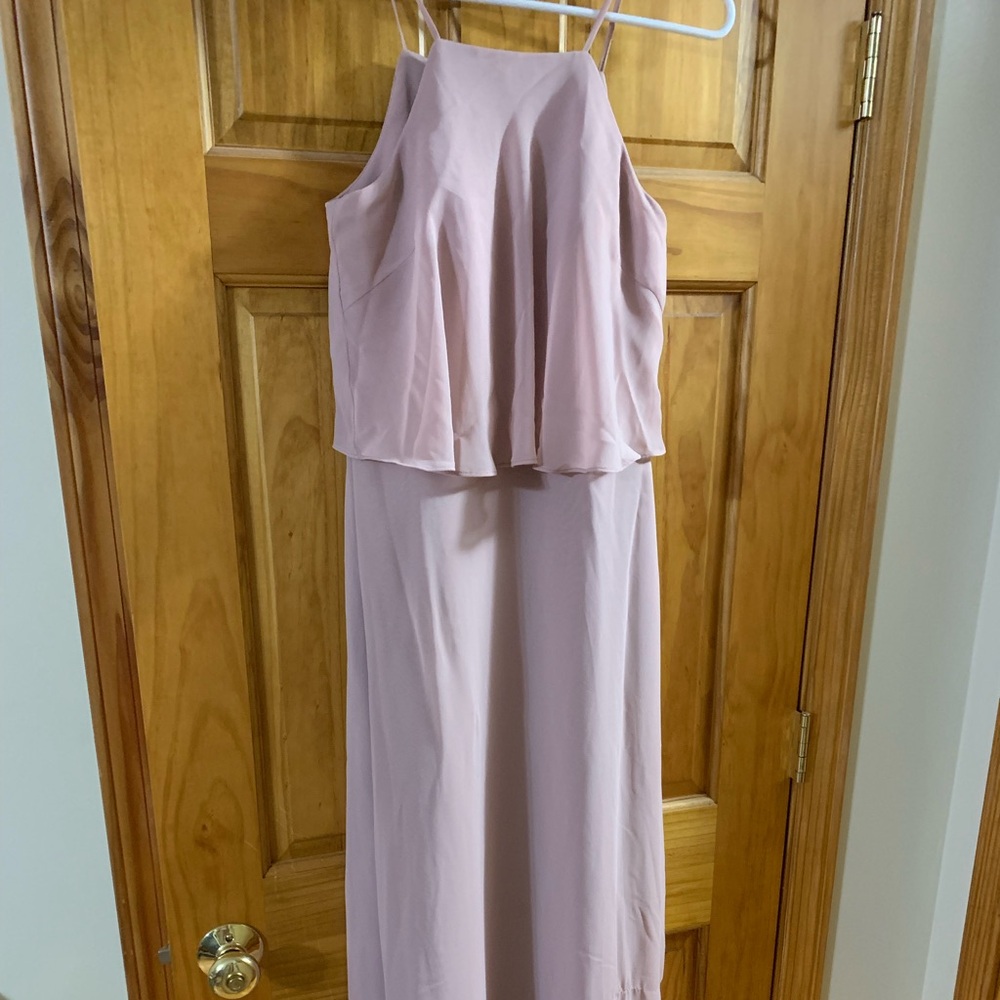 Hayley Paige Maxi mauve bridesmaids dress